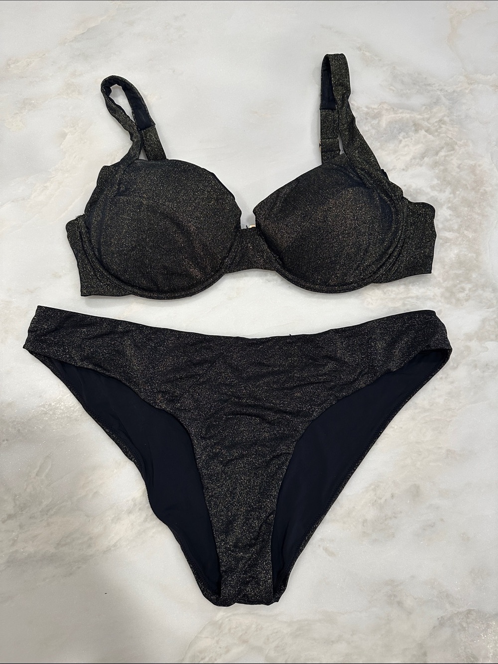 Vetchy Black Shimmer Underwire Bikini Set